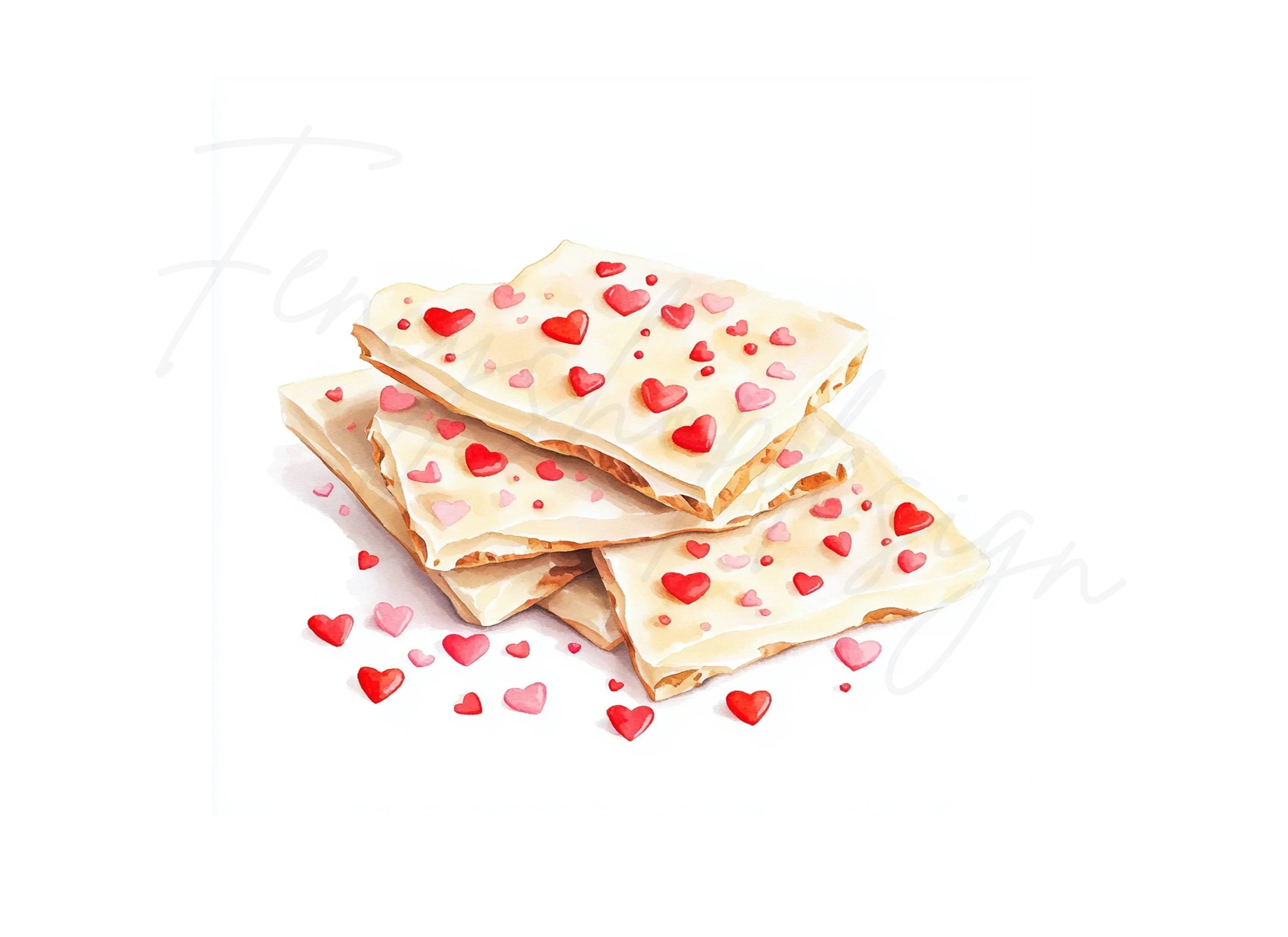 Heart Sprinkled White Chocolate Bark Clipart Bundle