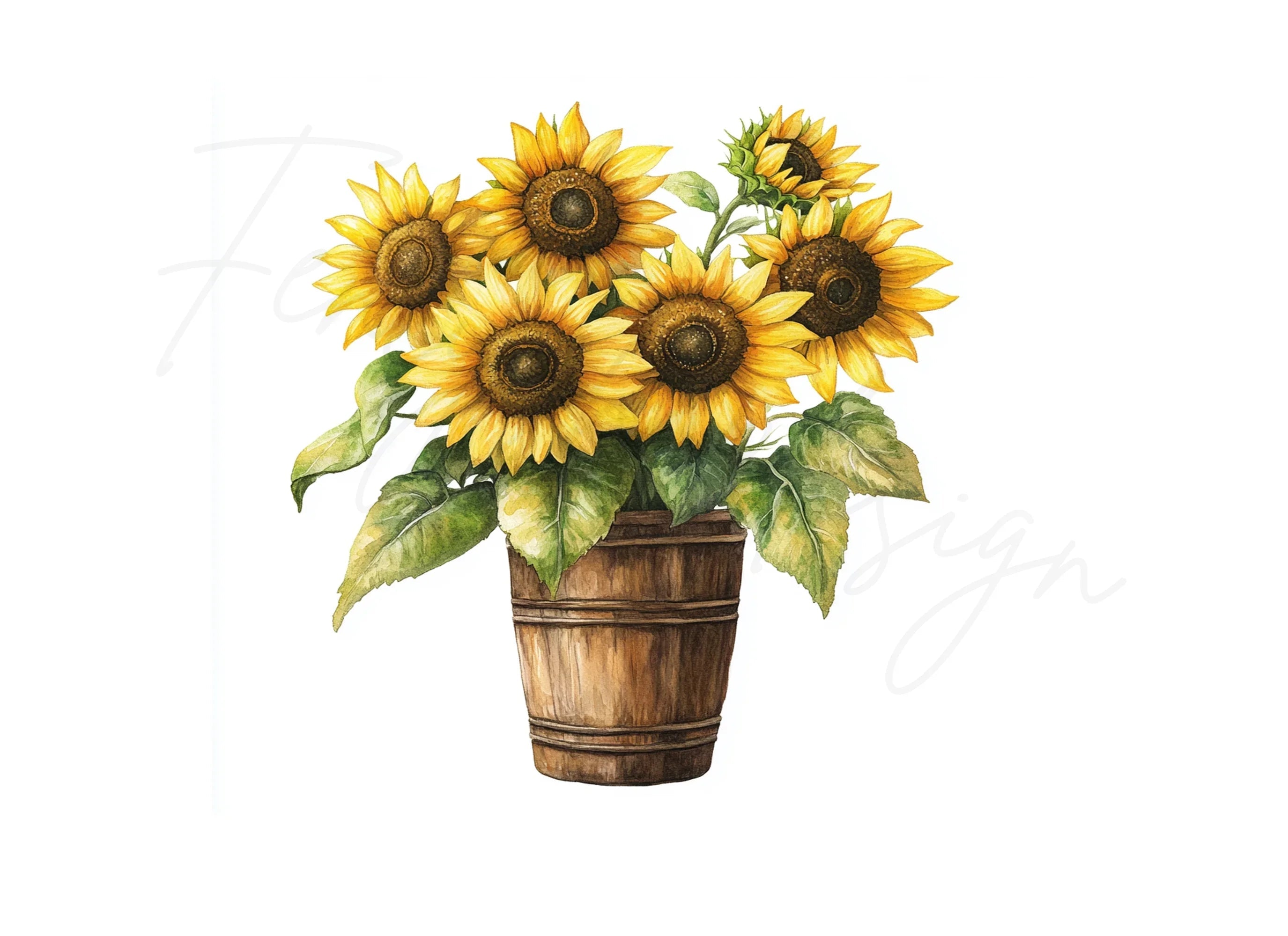 Rustic Sunflower Arrangements Clipart Bundle