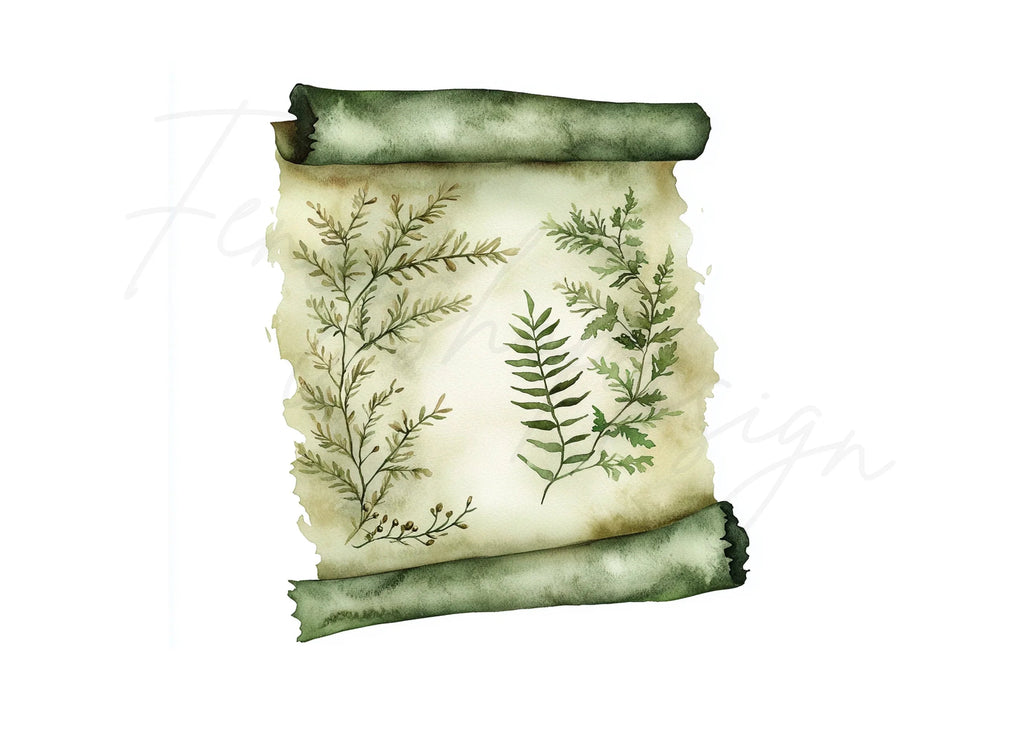 Vintage Scroll Fern Clipart Bundle