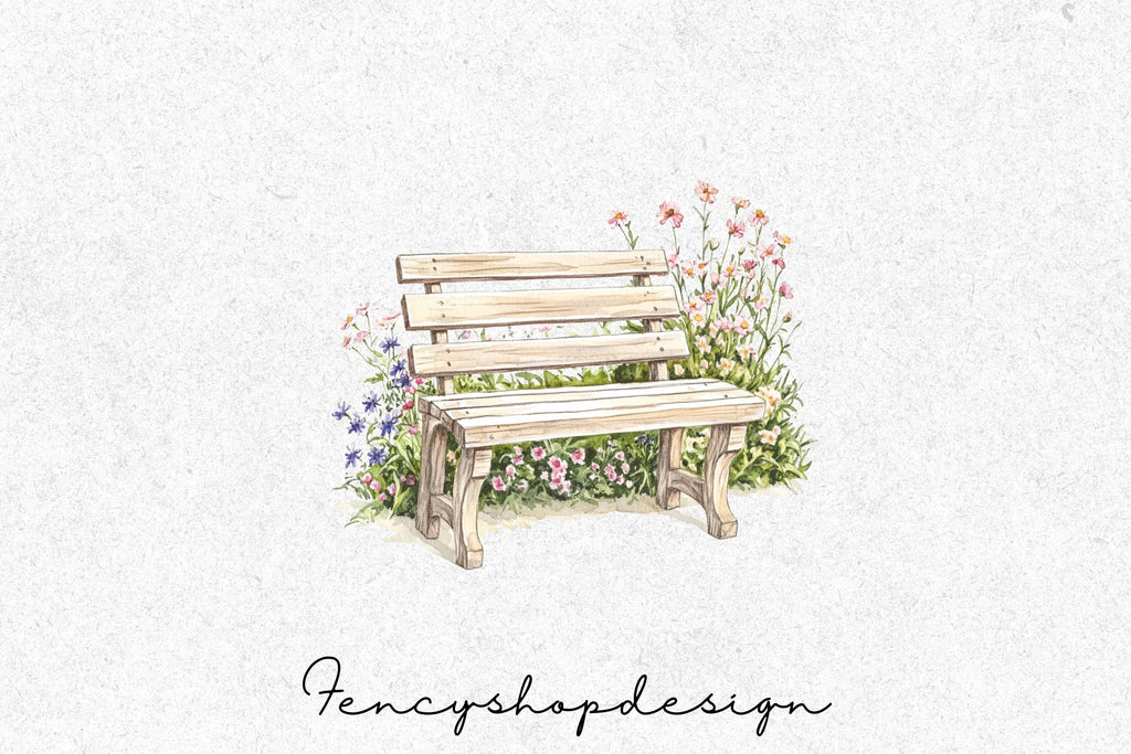 Garden Benches Clipart Bundle