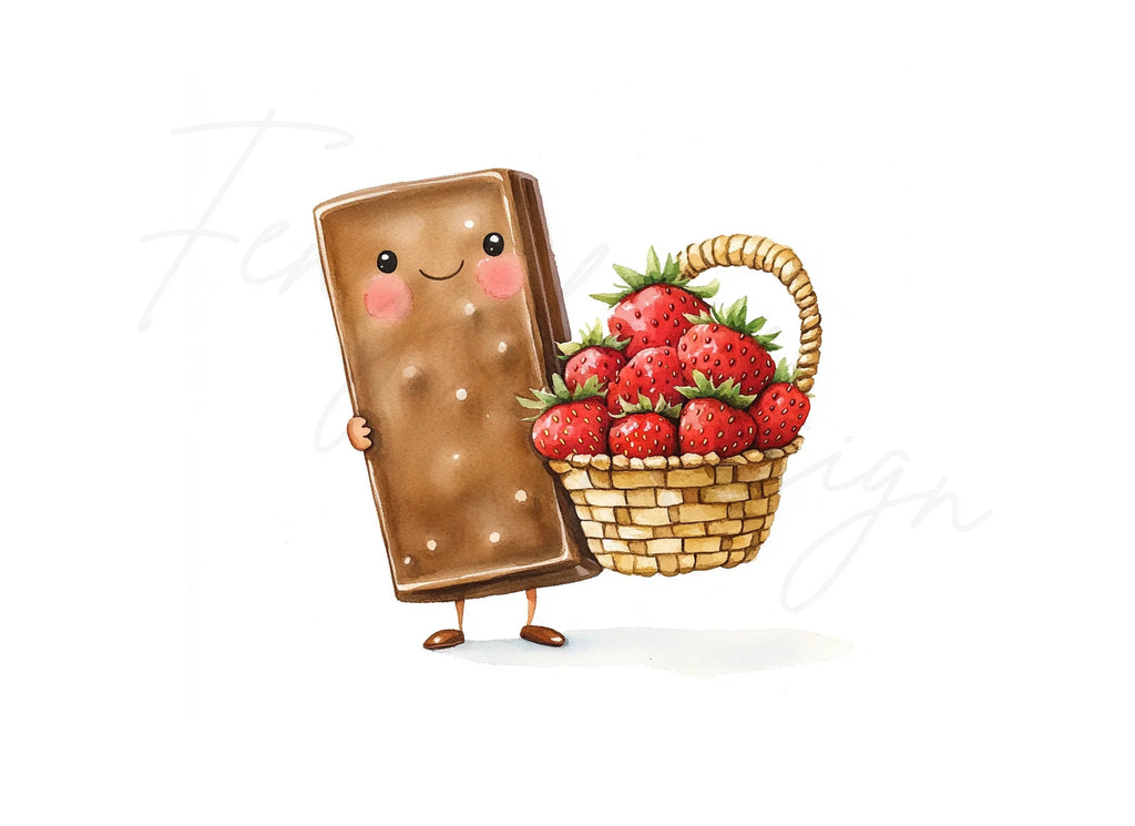 Cute Strawberry Chocolate Bar Clipart Bundle