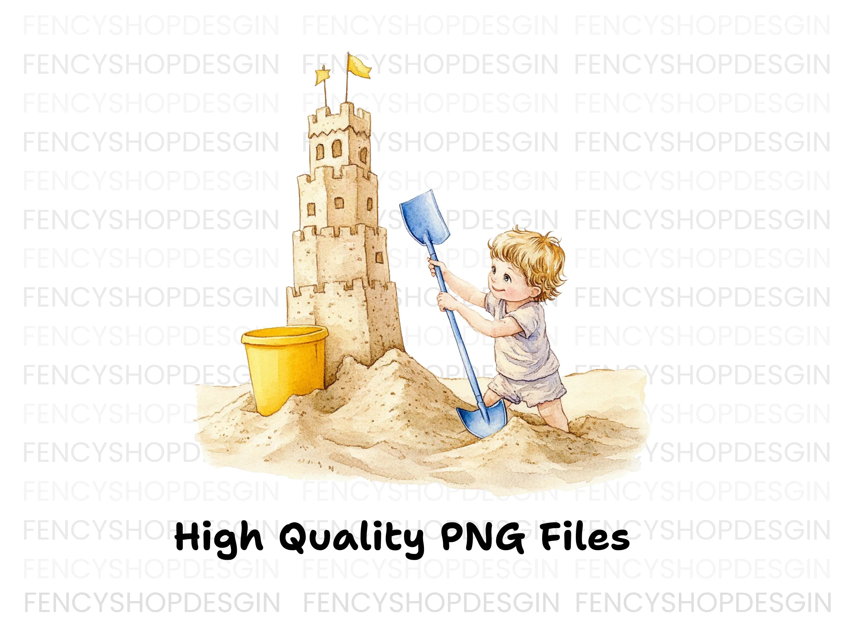 Kids Building Sandcastles Clipart Bundle