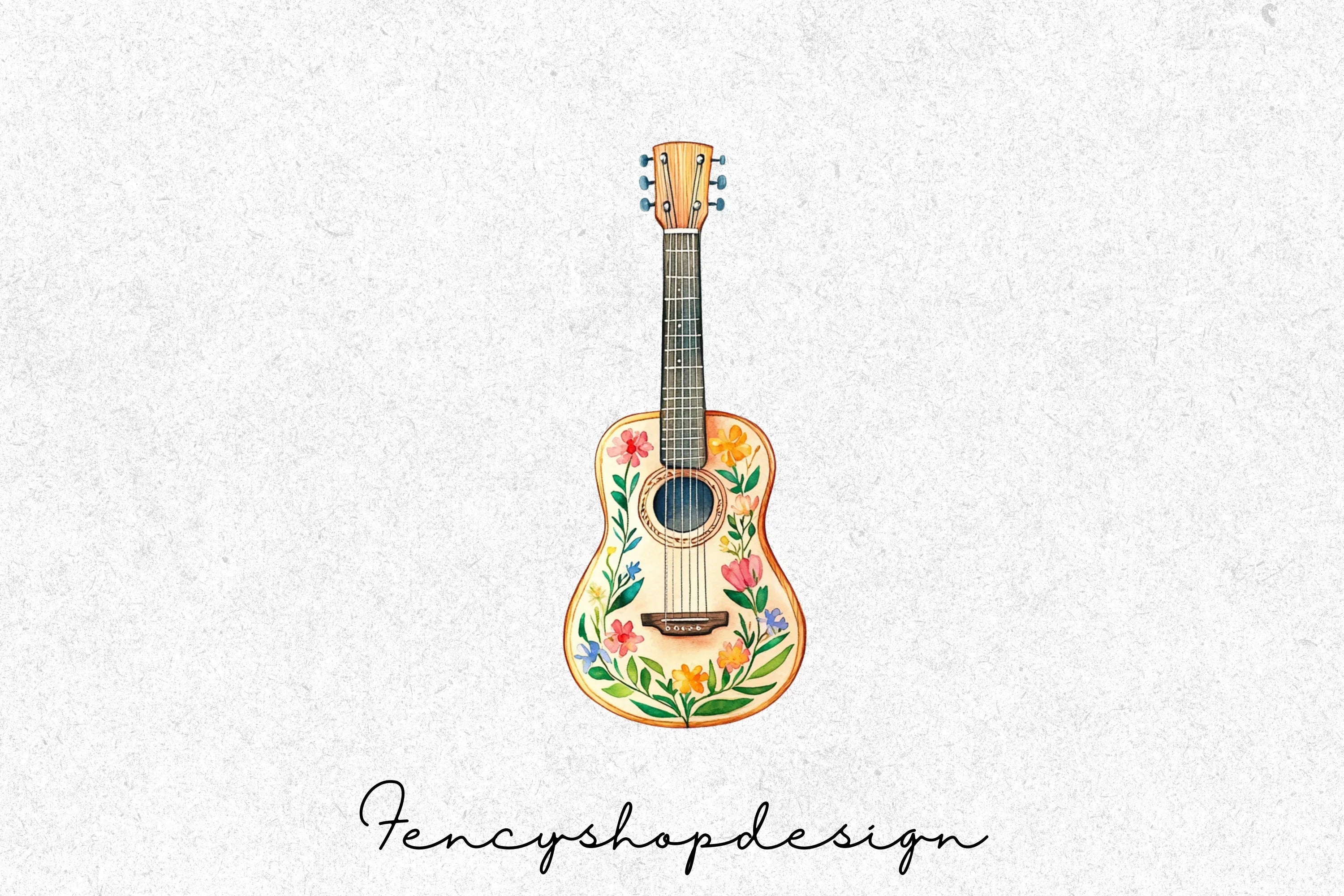 Floral Guitar Clipart Bundle