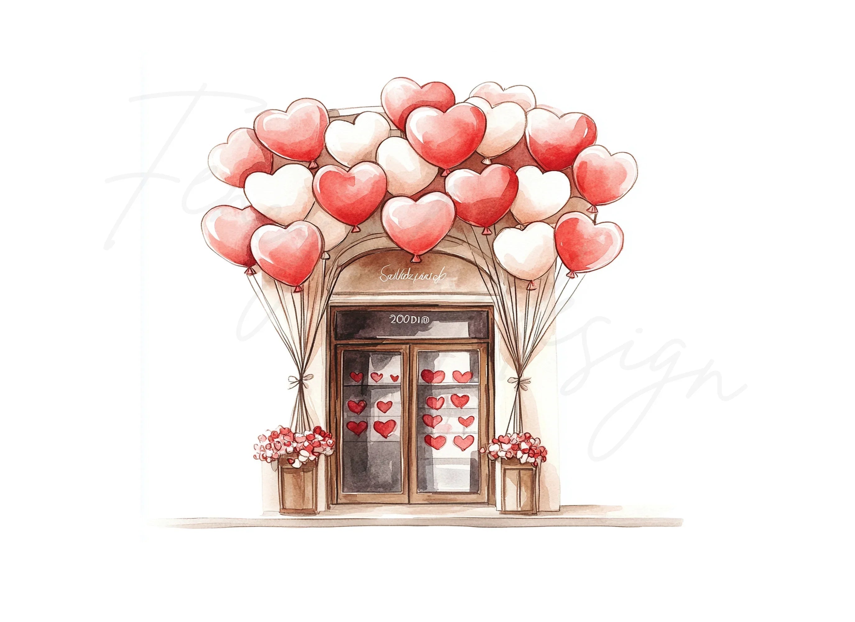 Heart Balloons Doorway Clipart Bundle