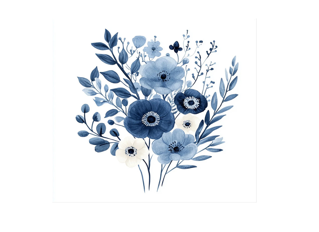 Elegant Blue Floral Clipart Bundle