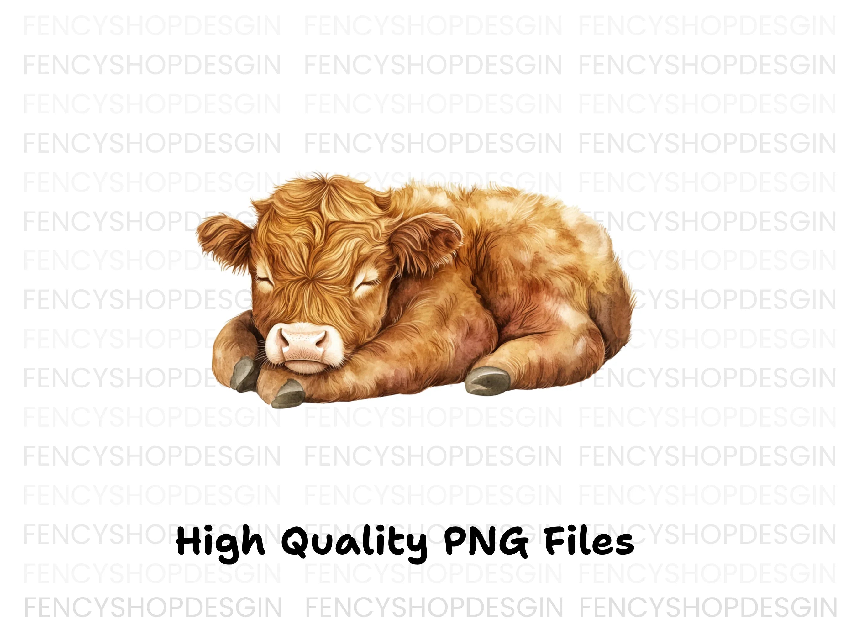 Sleeping Highland Calf Clipart Bundle