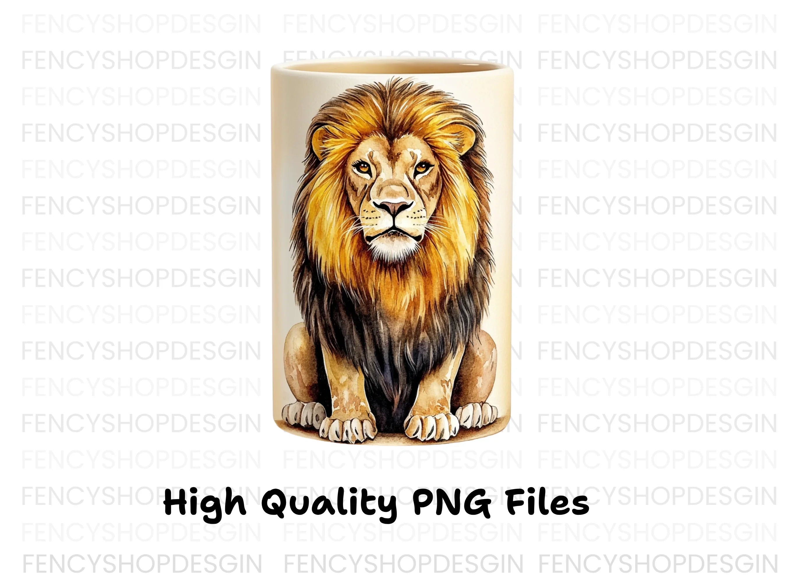 Regal Sitting Lion Illustration Clipart Bundle