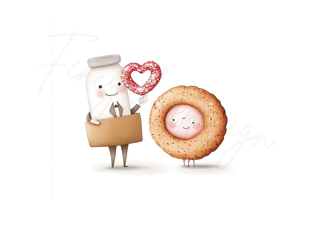 Sweet Milk and Donut Love Clipart Bundle