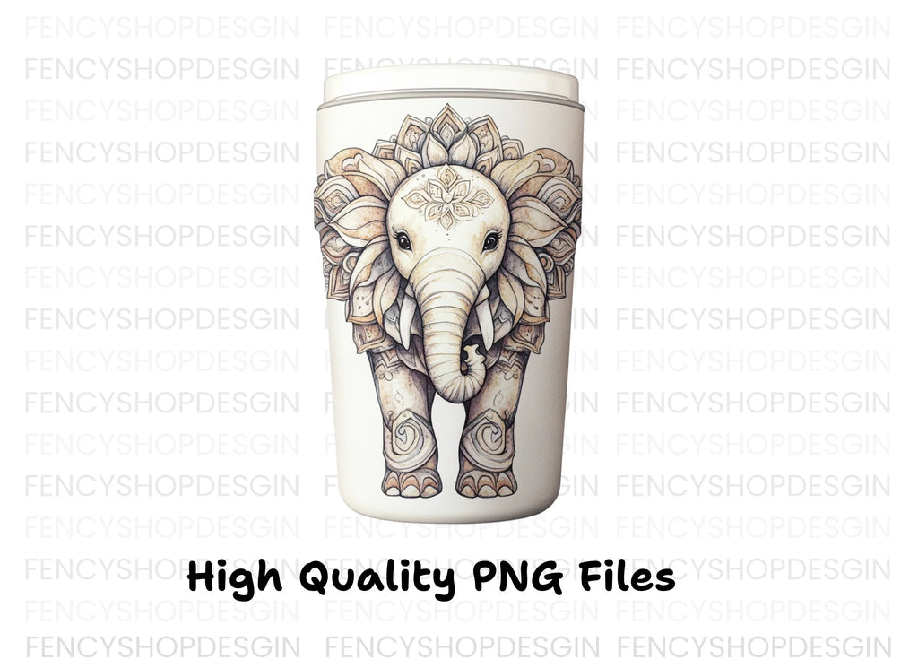 Mandala Elephant Tumbler Clipart Bundle