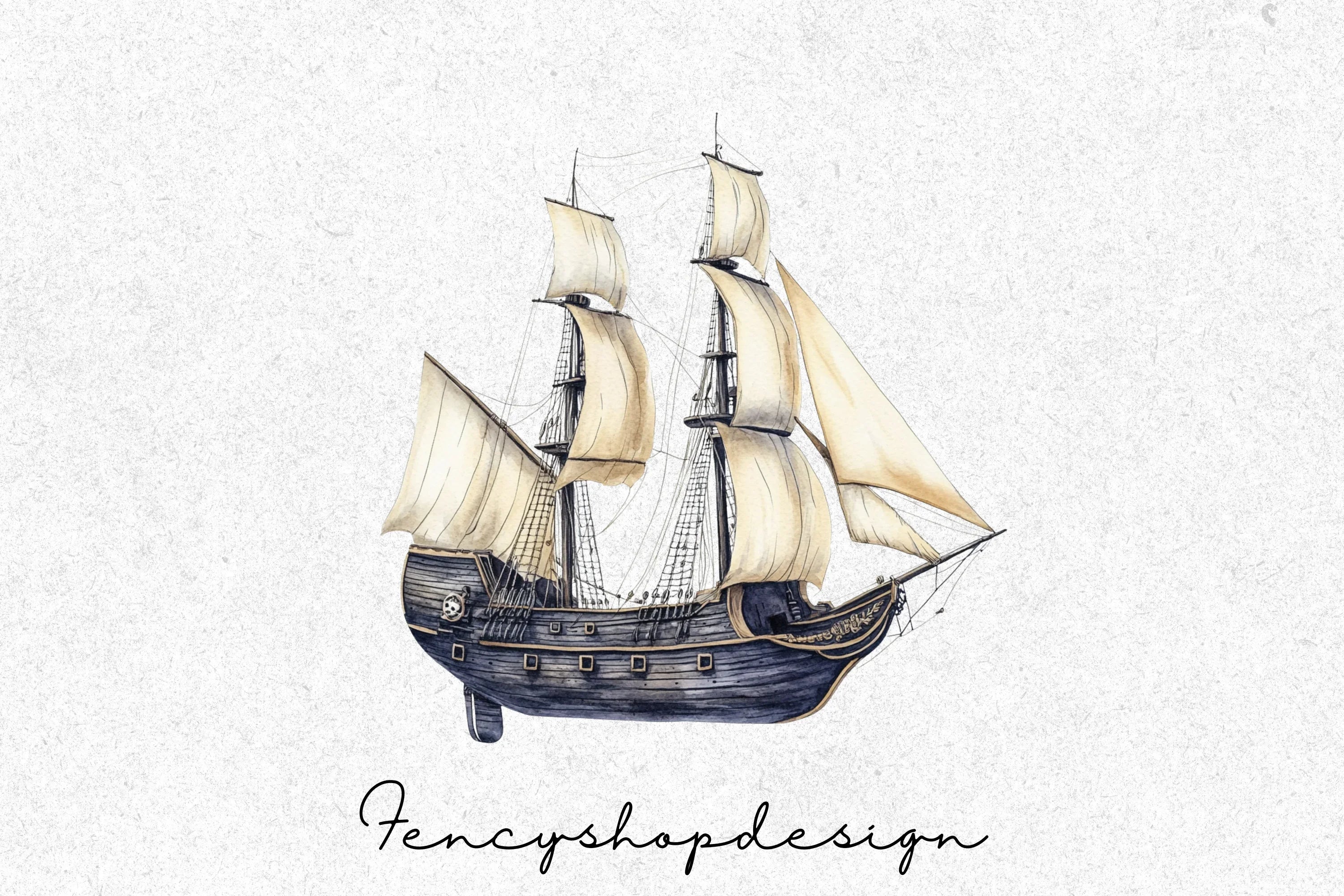 Vintage Sailing Ships Clipart Bundle