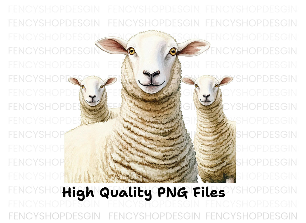 Cute Sheep Family Clipart Bundle