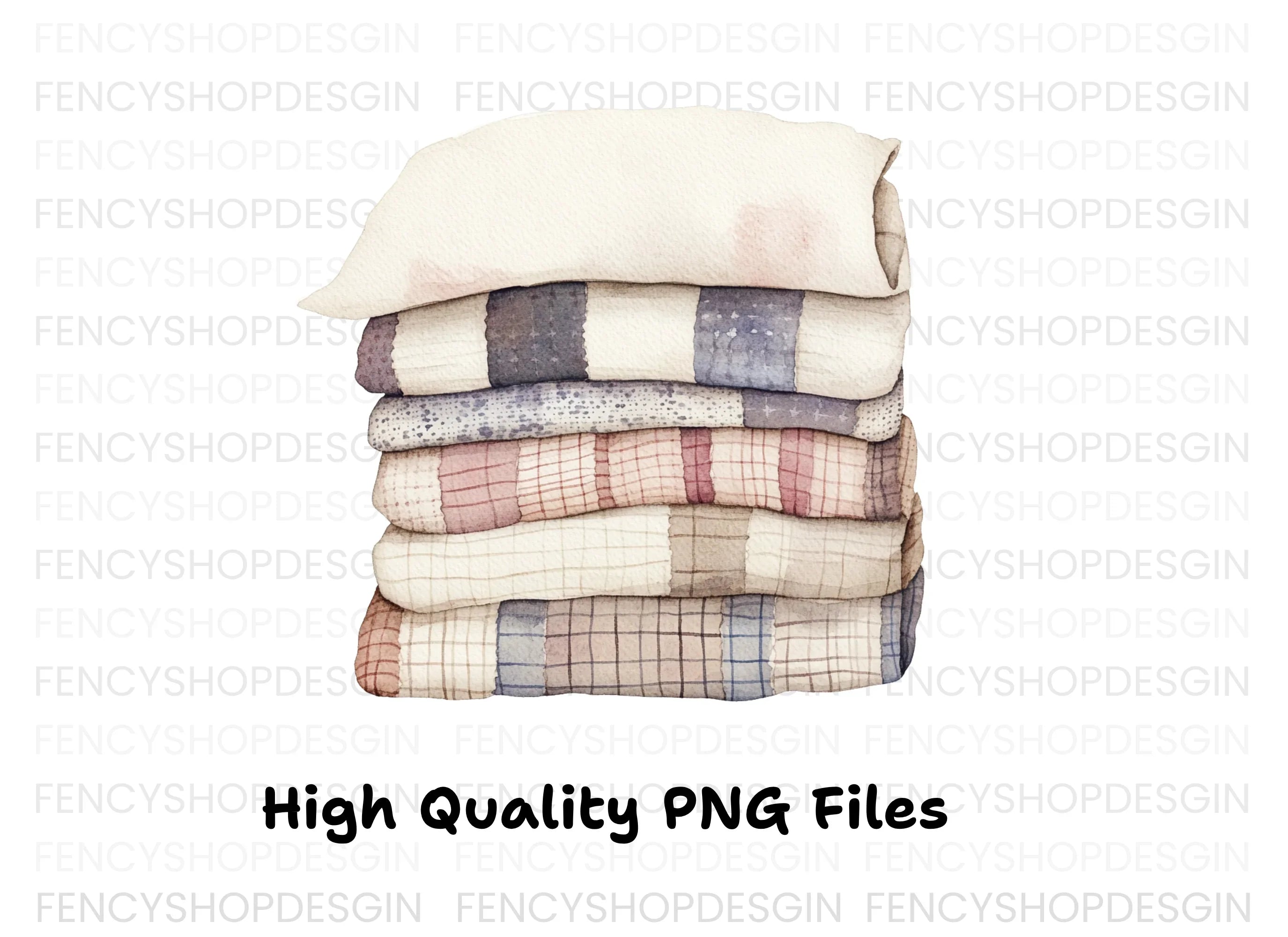 Cozy Stacked Quilts Clipart Bundle