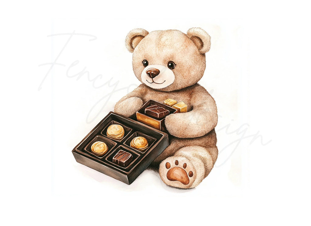 Teddy Bear with Chocolate Box Clipart Bundle