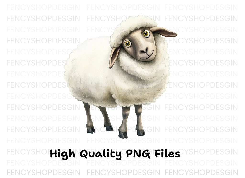 Cute White Sheep Clipart Bundle