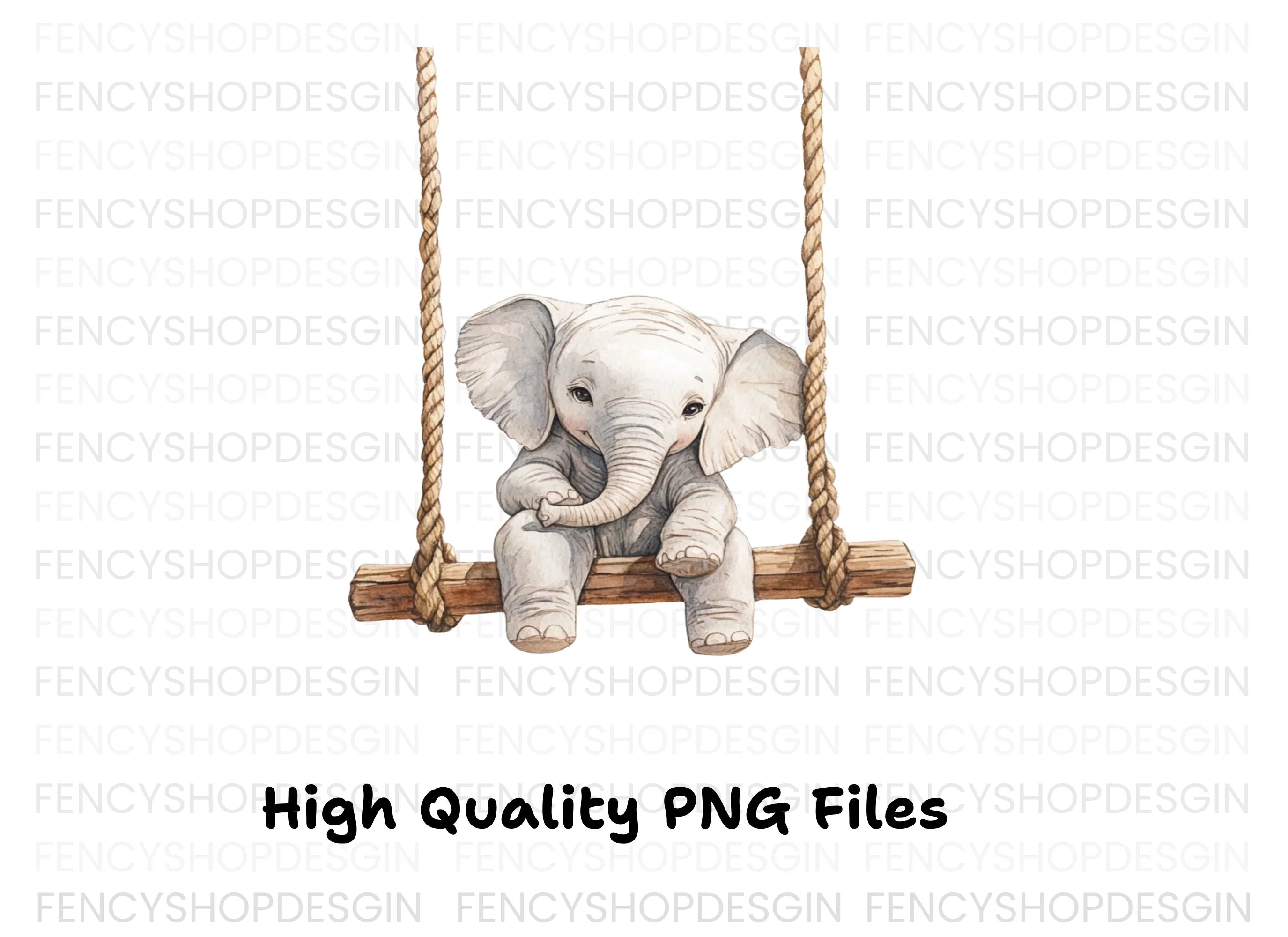 Swinging Baby Elephant Clipart Bundle