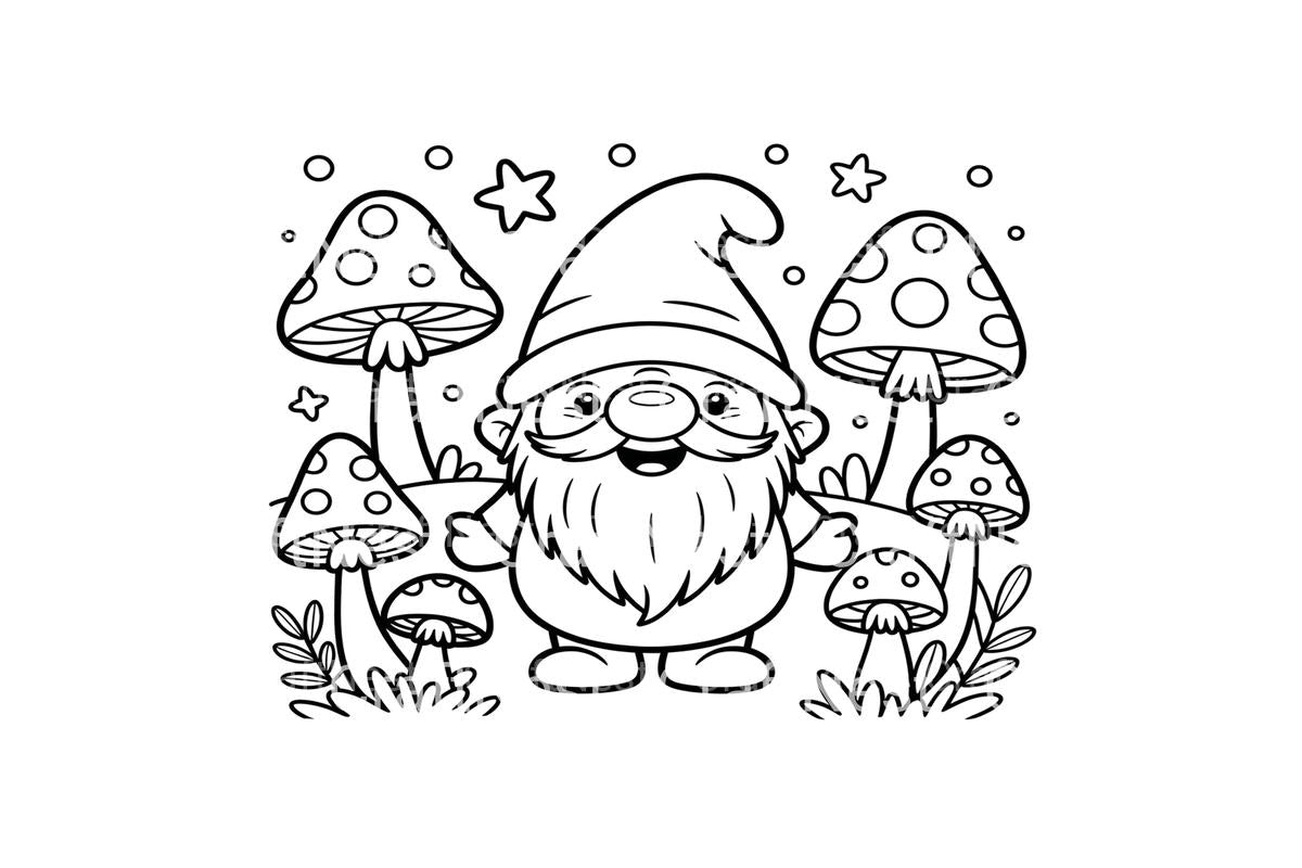 Cute Gnome Mushroom Forest Coloring Books