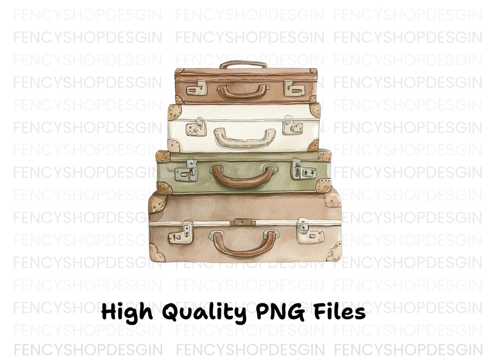 Vintage Suitcase Stacks Clipart Bundle