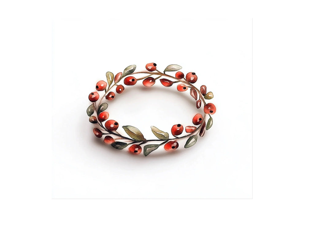 Red Berry Wreaths Clipart Bundle