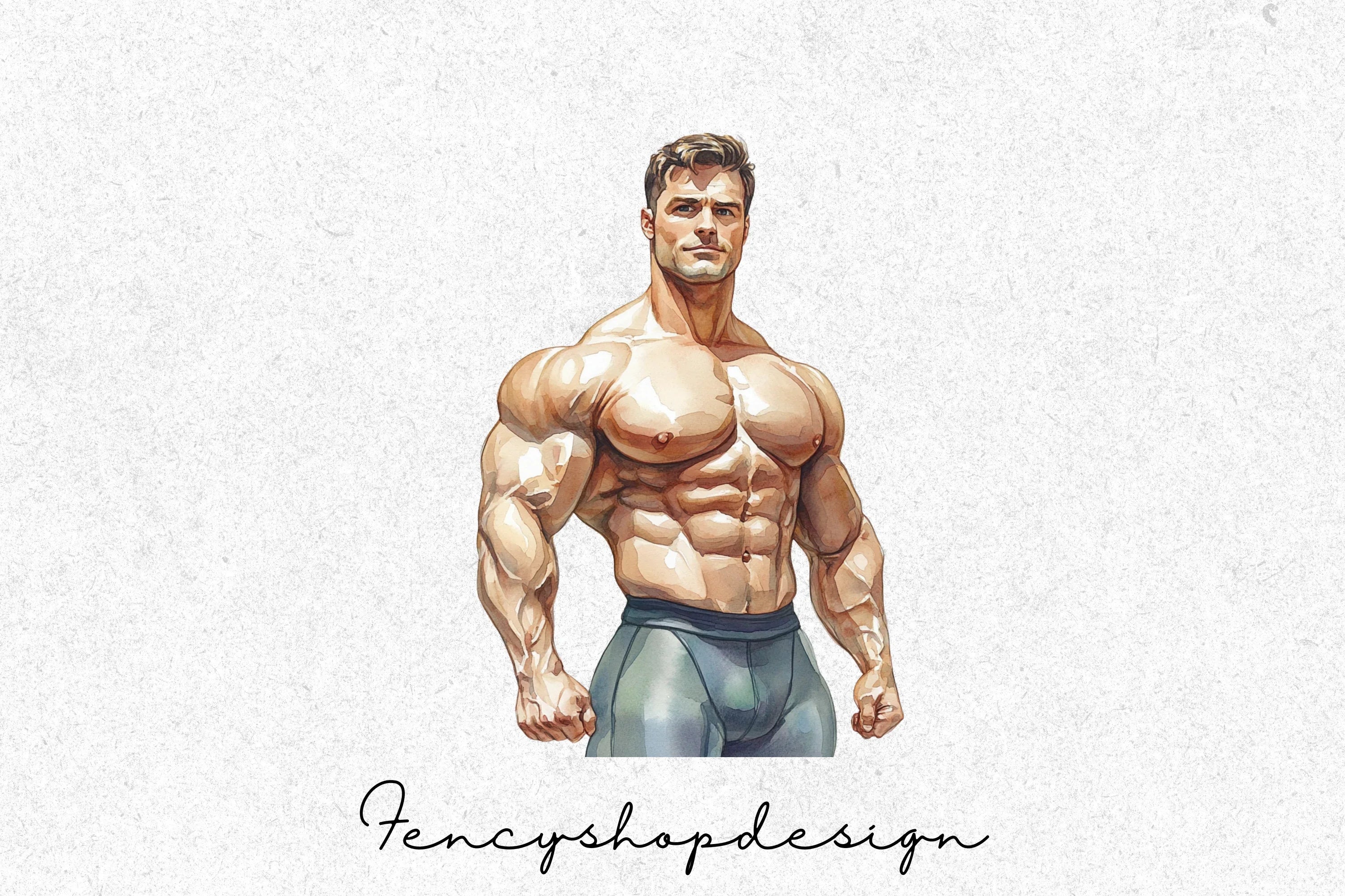 Muscular Men Fitness Clipart Bundle
