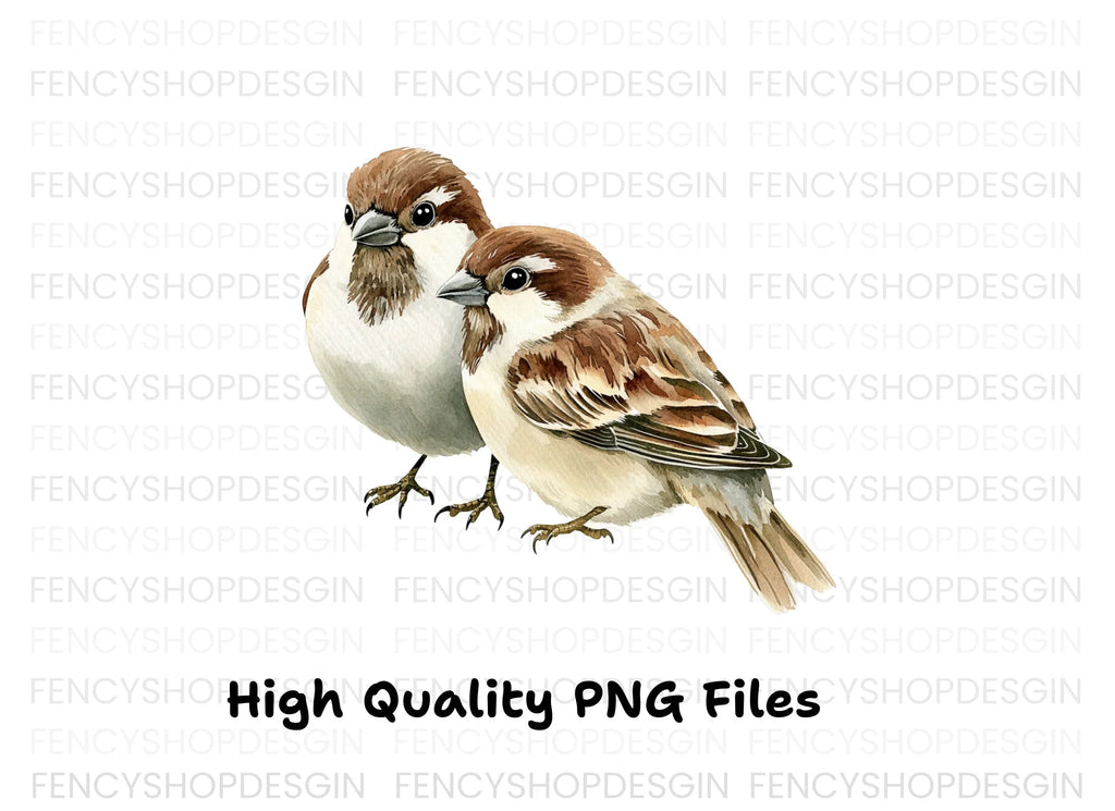 Cute Sparrow Pairs Clipart Bundle