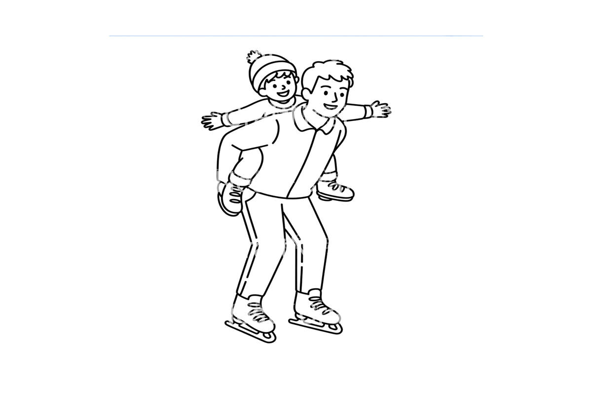Father and Son Ice Skating Fun Coloring Books