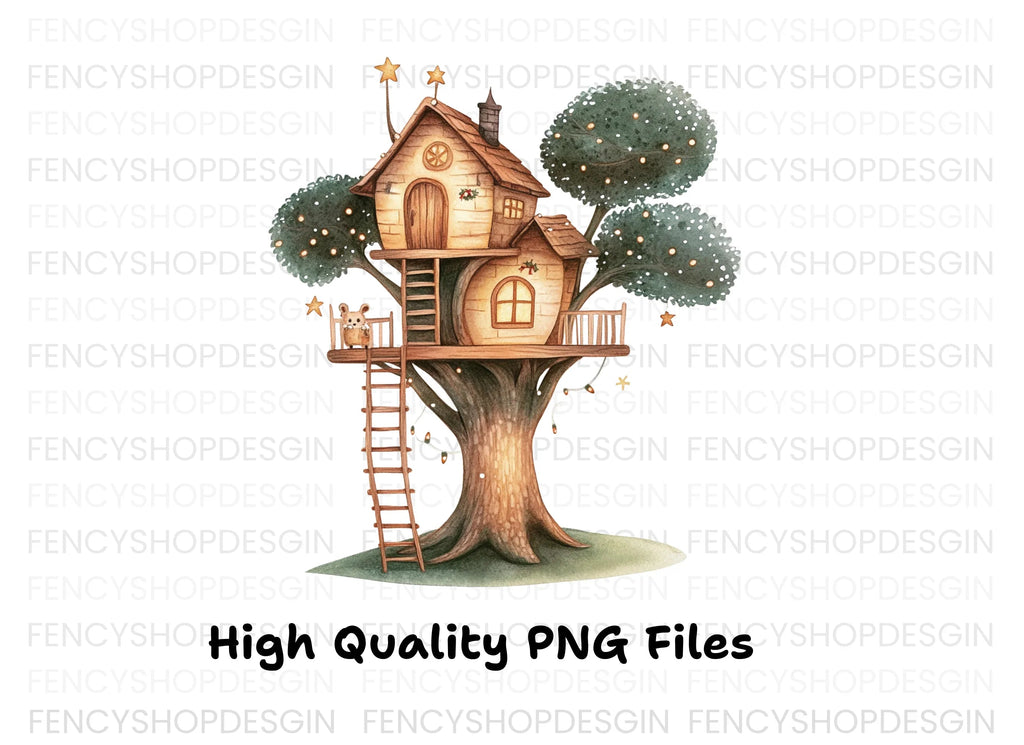 Cozy Woodland Treehouse Clipart Bundle