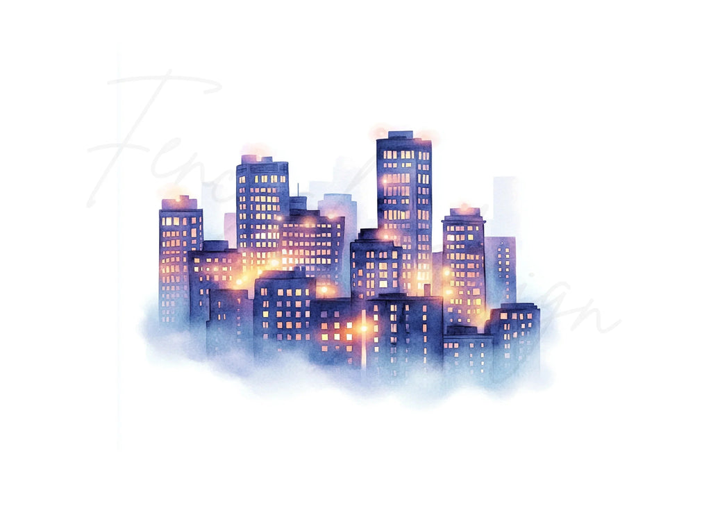Cozy Night City Clipart Bundle