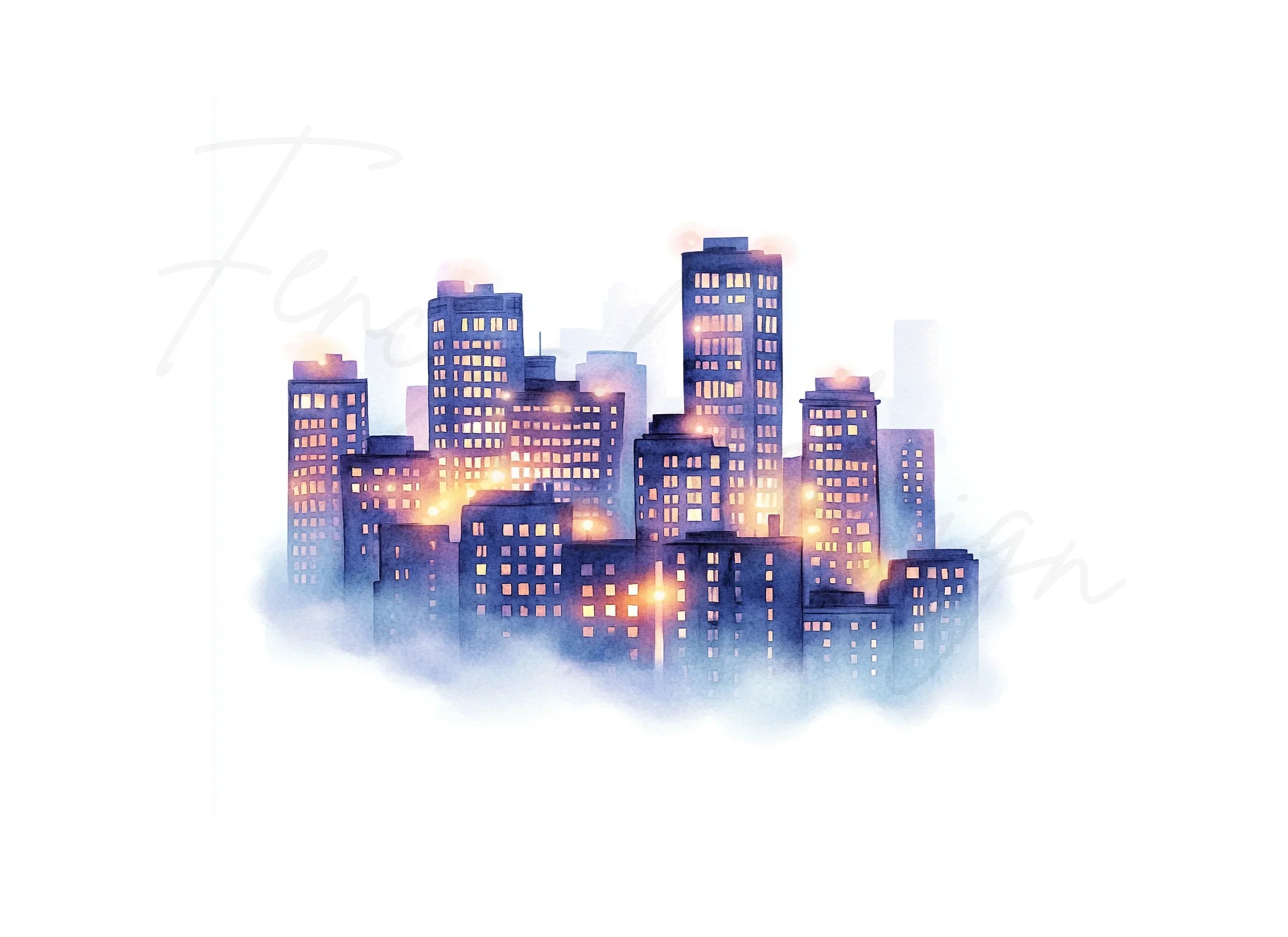 Cozy Night City Clipart Bundle
