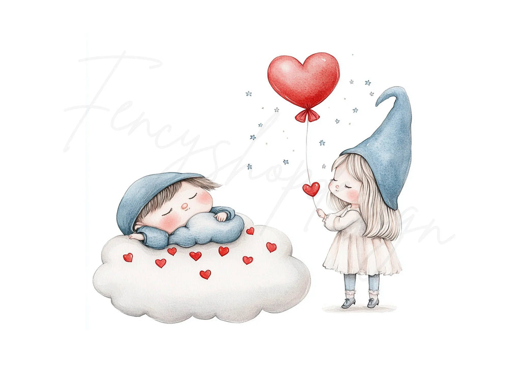 Sleeping Babies and Hearts Clipart Bundle