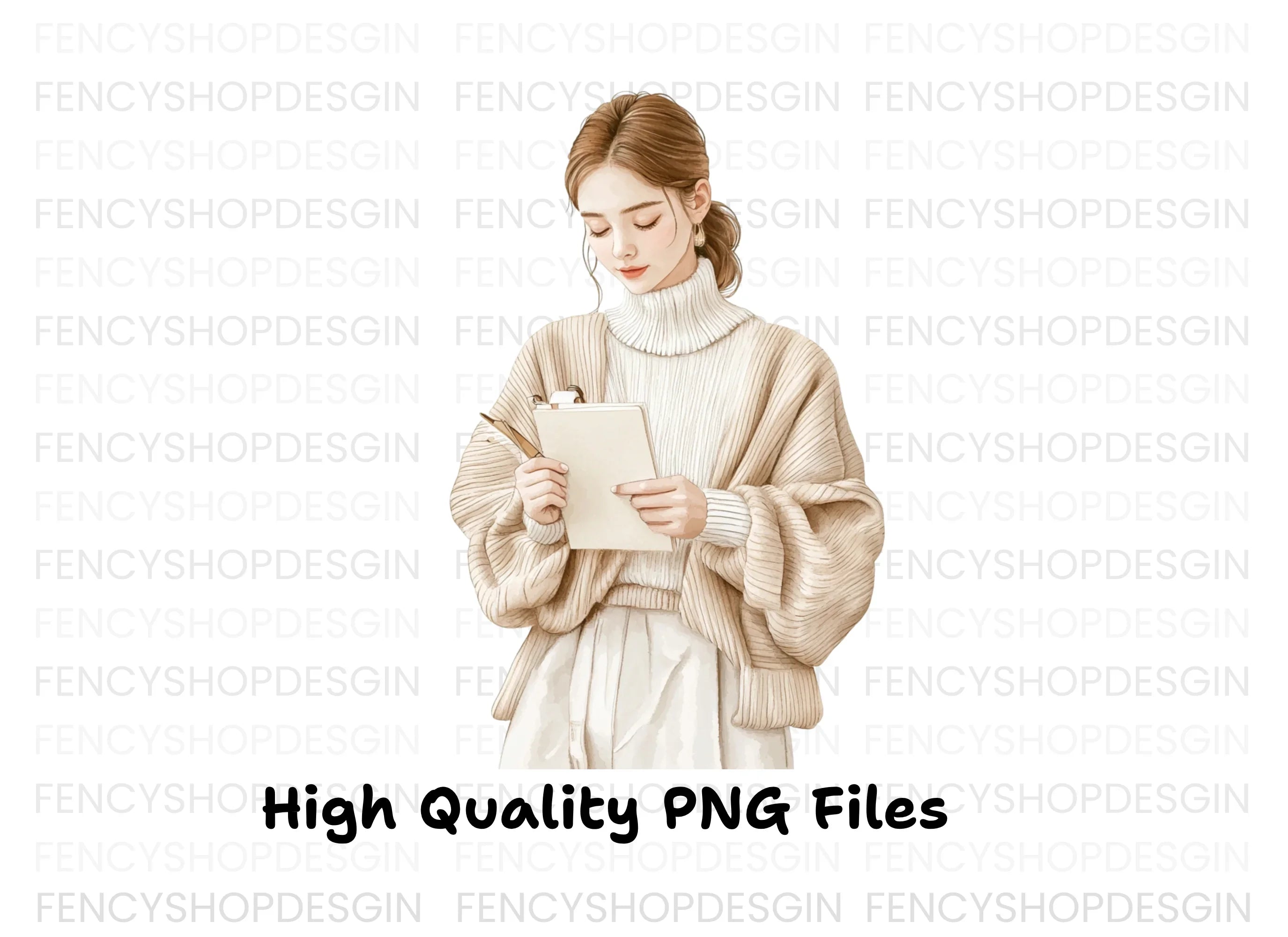 Focused Woman Clipart Bundle
