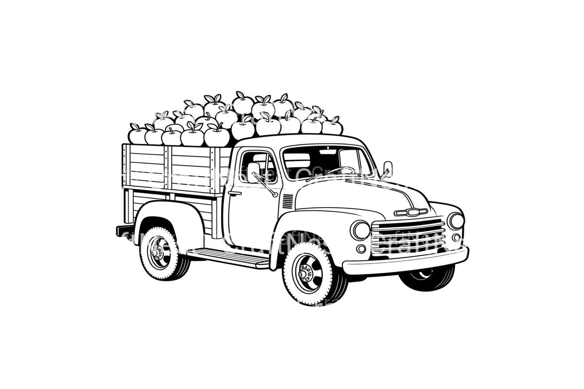 Vintage Truck Autumn Harvest Coloring Books