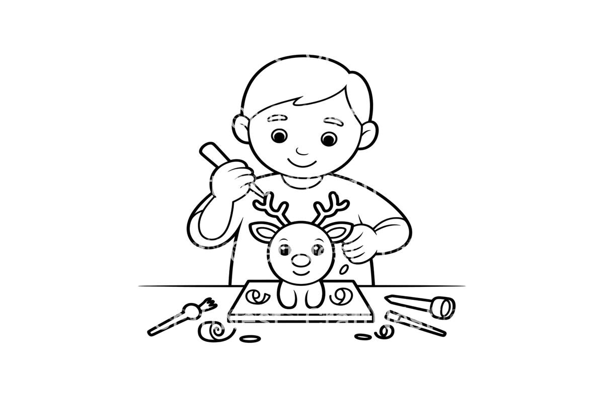 Carving Reindeer Christmas Coloring Books