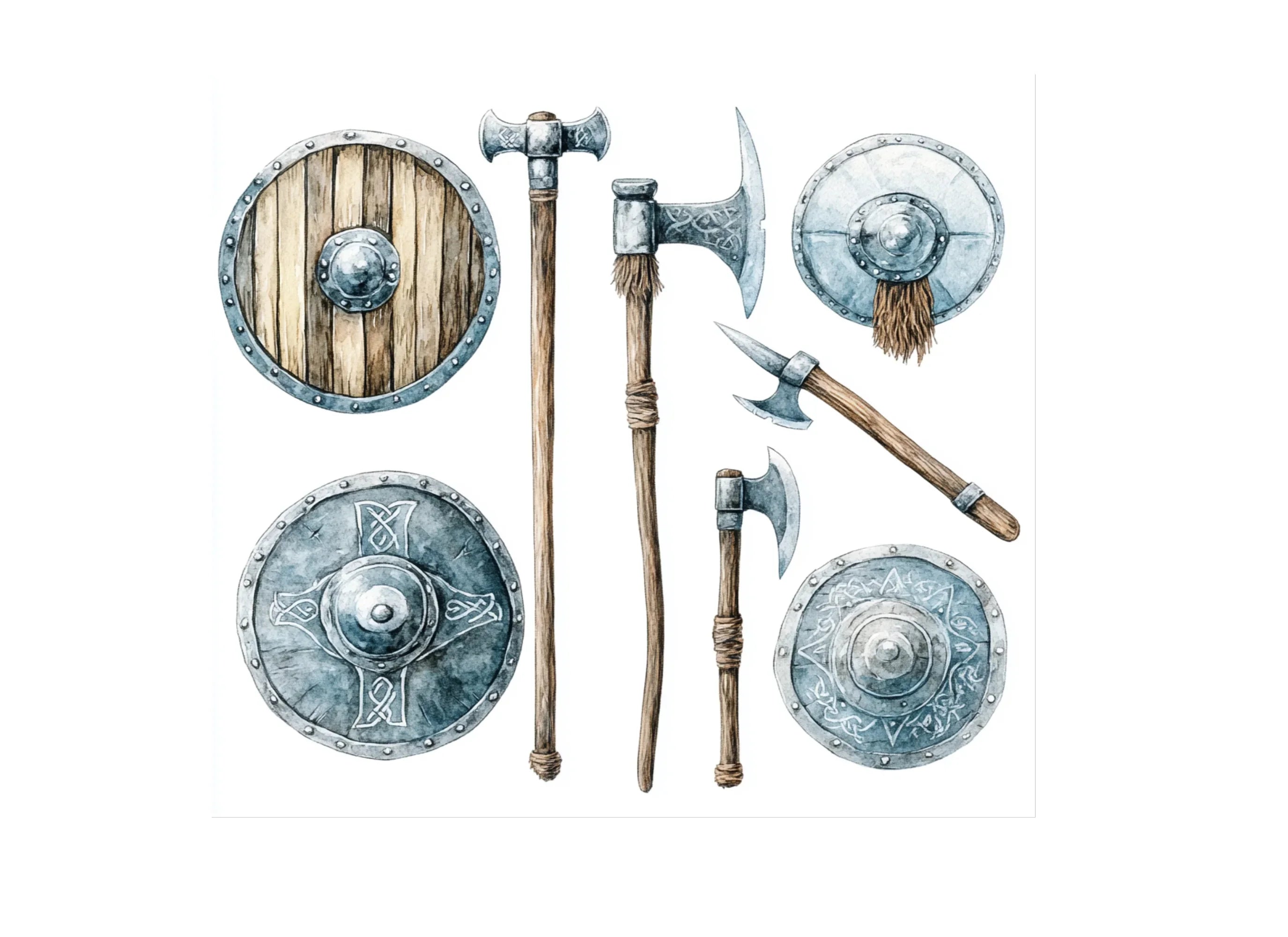 Viking Shields and Axes Clipart Bundle