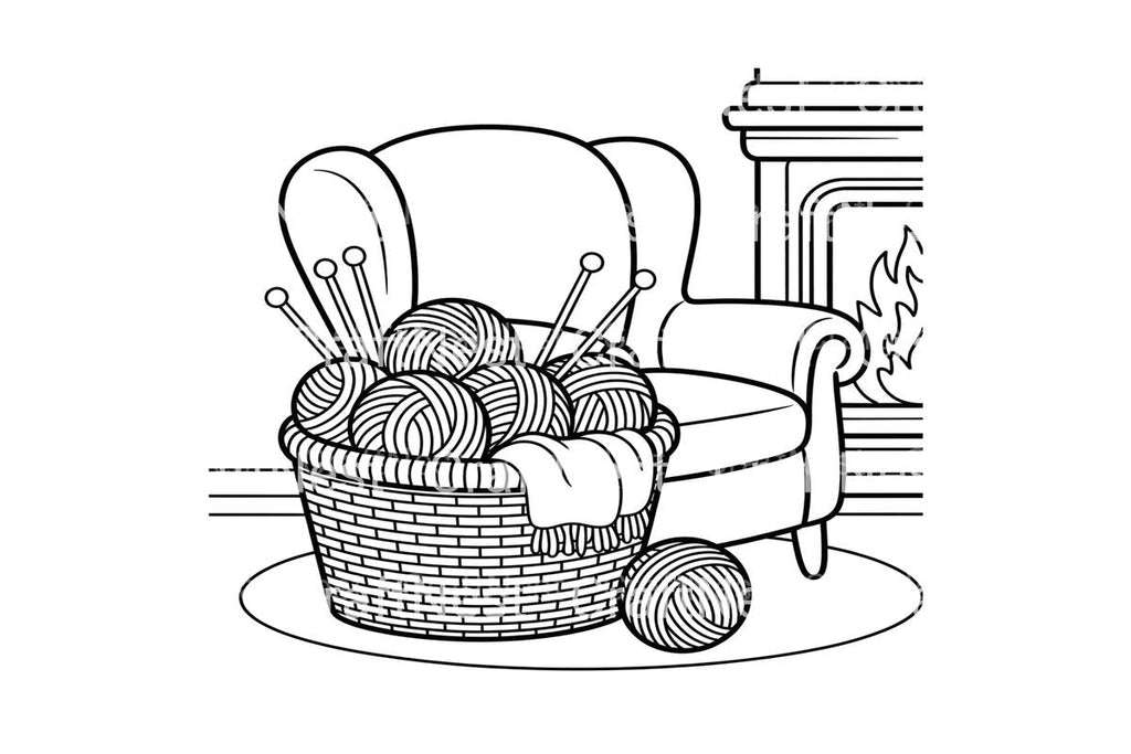 Cozy Autumn Knitting Basket Coloring Books