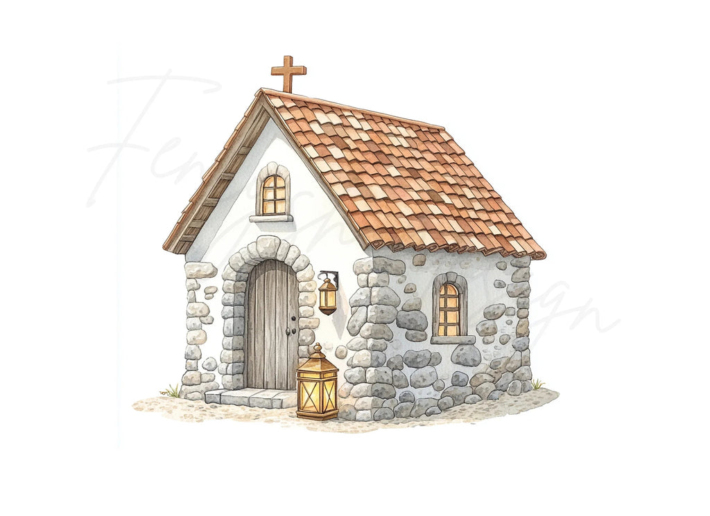 Charming Stone Cottages Clipart Bundle
