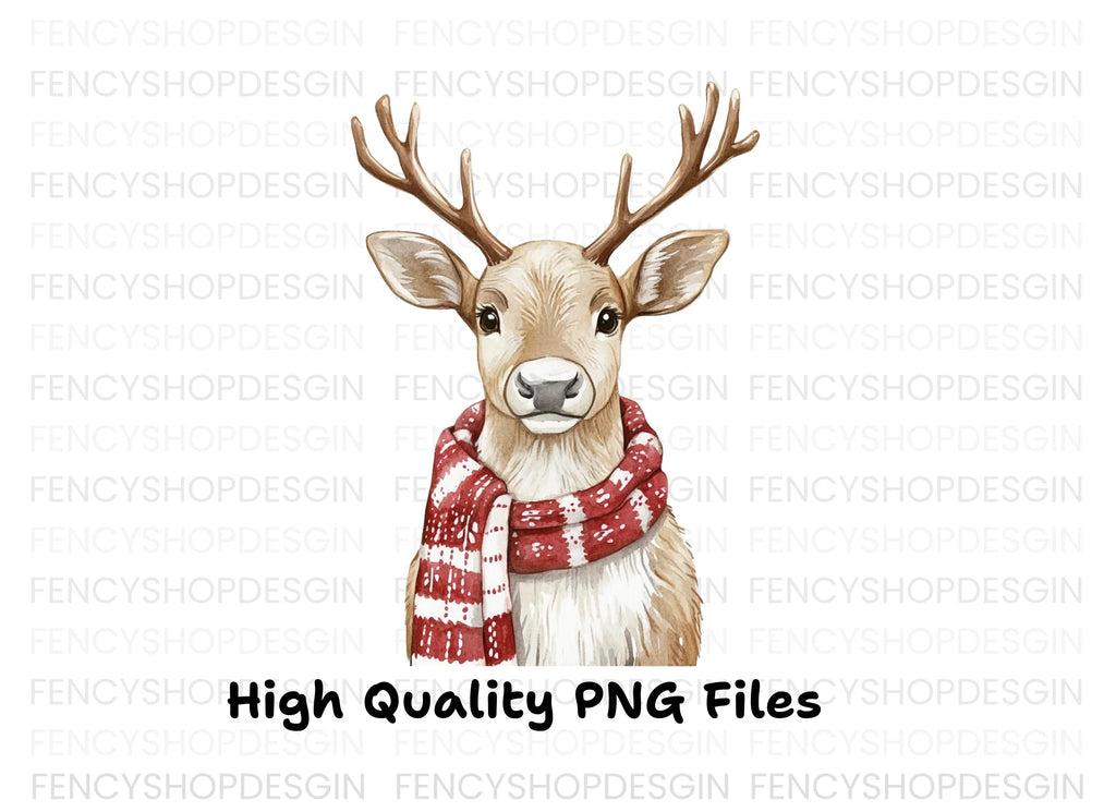 Cute Reindeer with Scarves Clipart Bundle
