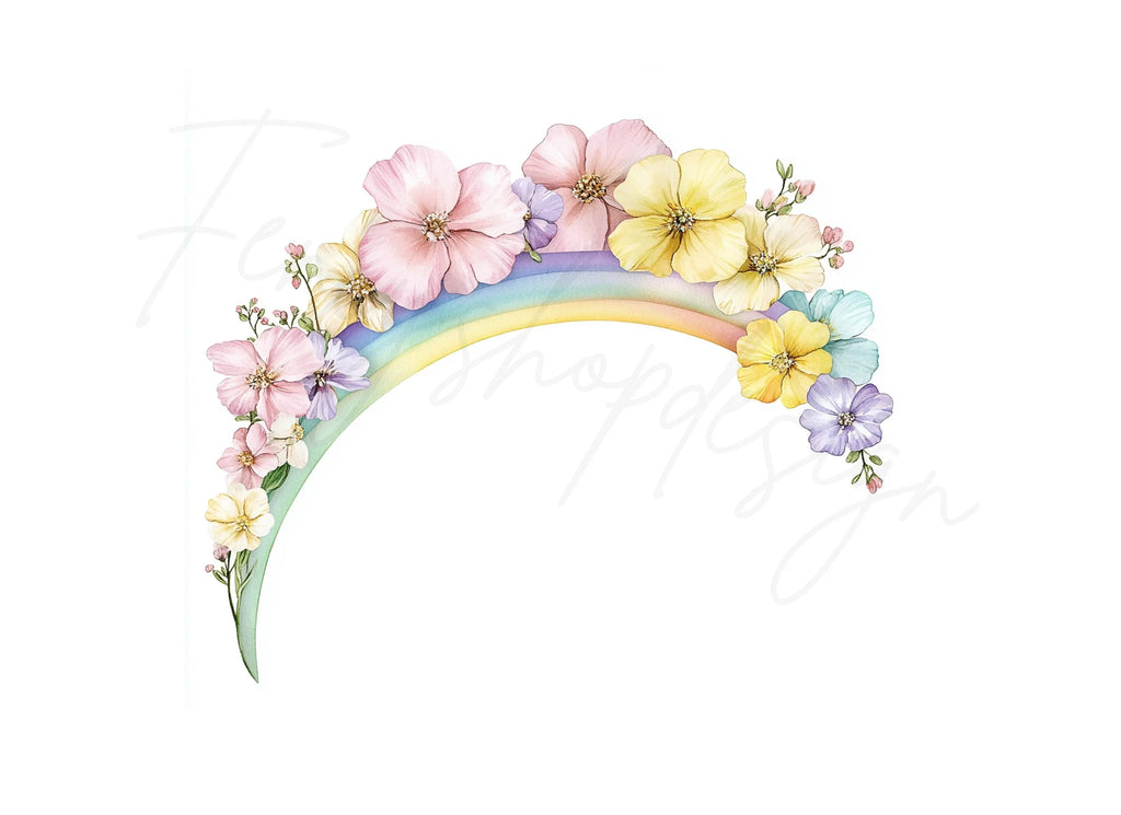 Floral Rainbow Clipart Bundle