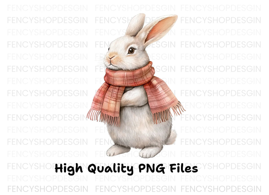 Warm Bunnies in Scarves Clipart Bundle