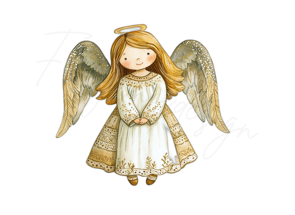 Elegant Christmas Angels Clipart Bundle