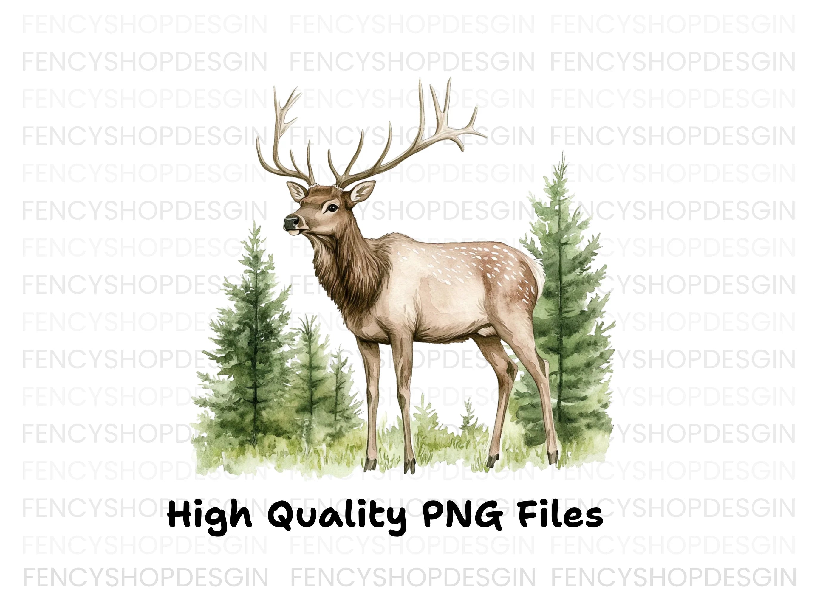 Majestic Elk in Forest Clipart Bundle