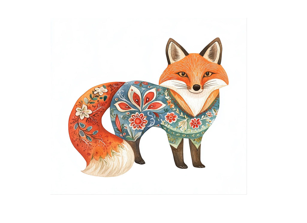 Vibrant Folk Fox Clipart Bundle