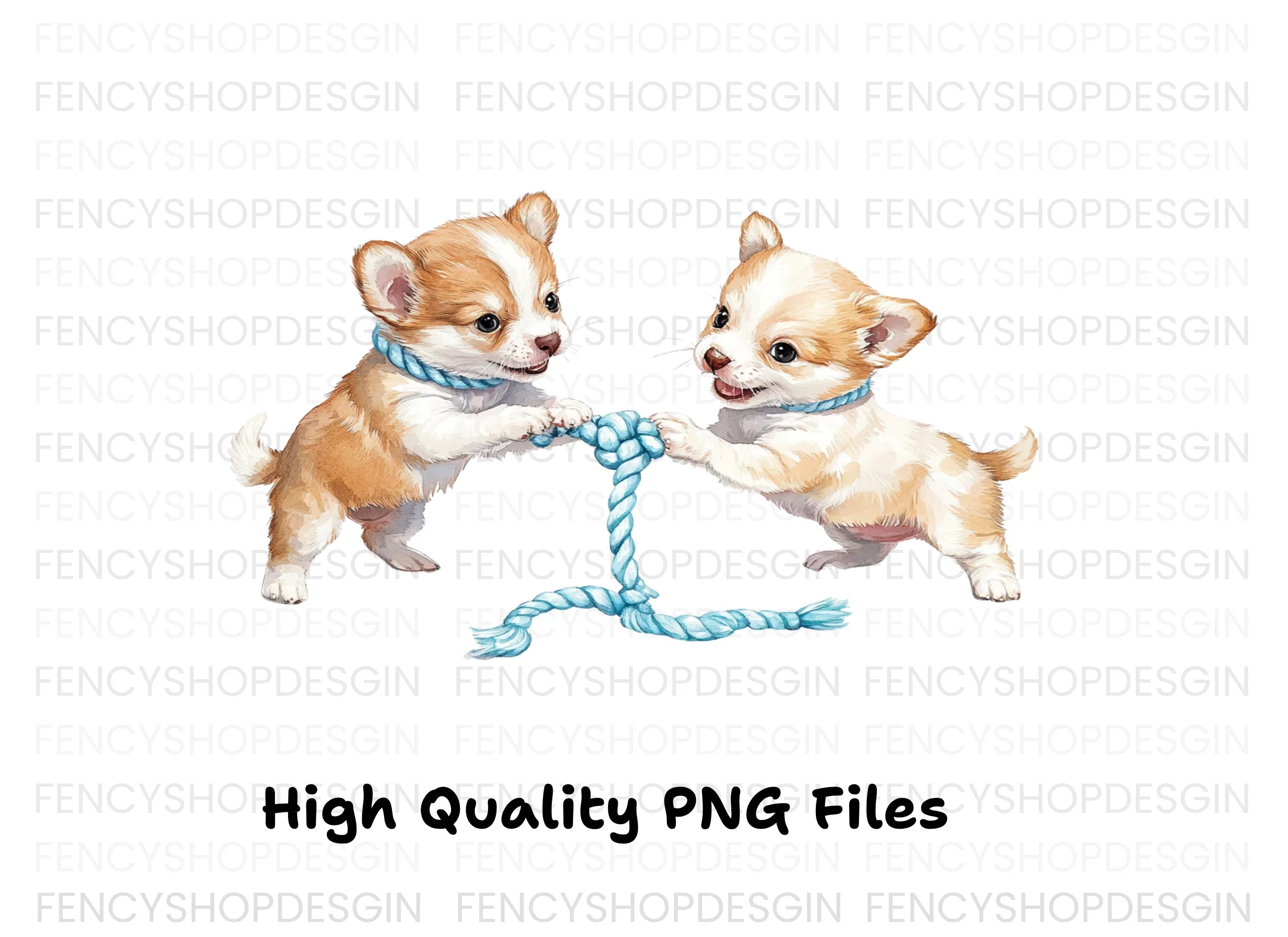 Chihuahua Puppies Playing with Toy Clipart Bundle