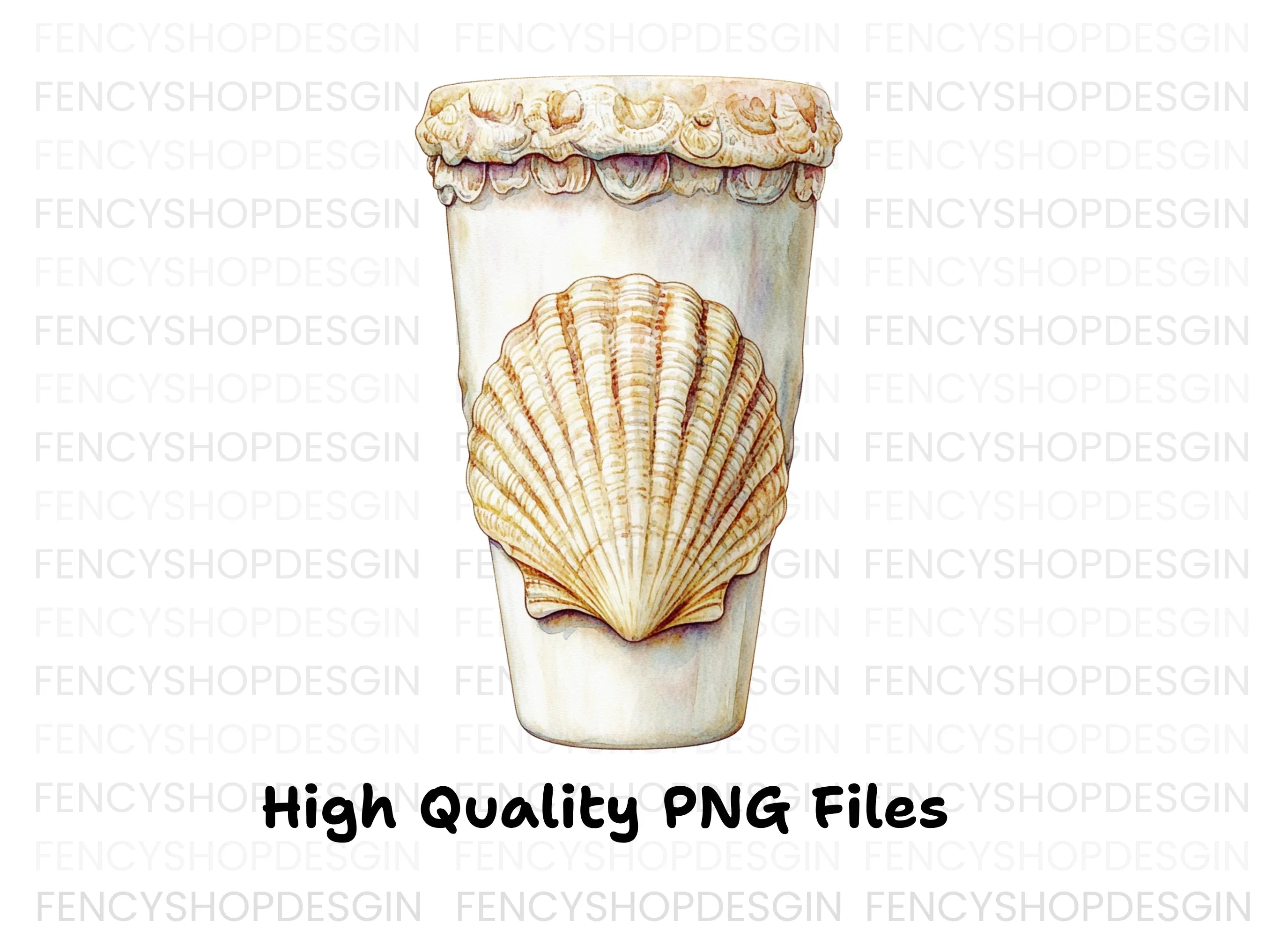 Elegant Seashell Tumbler Clipart Bundle