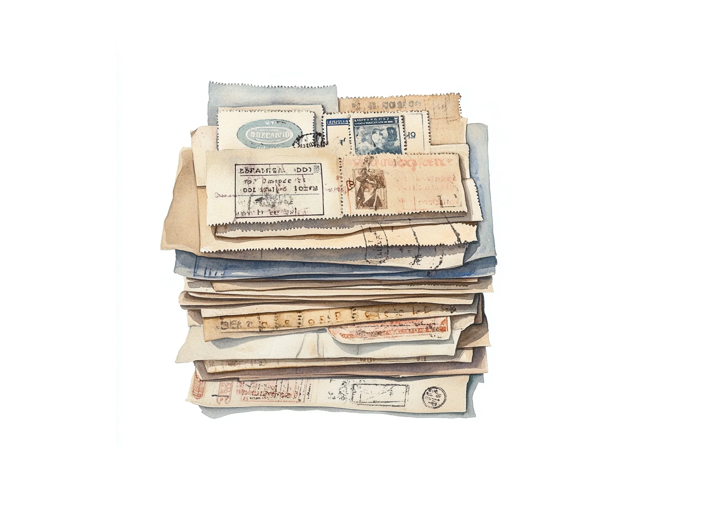 Vintage Letters and Stamps Clipart Bundle