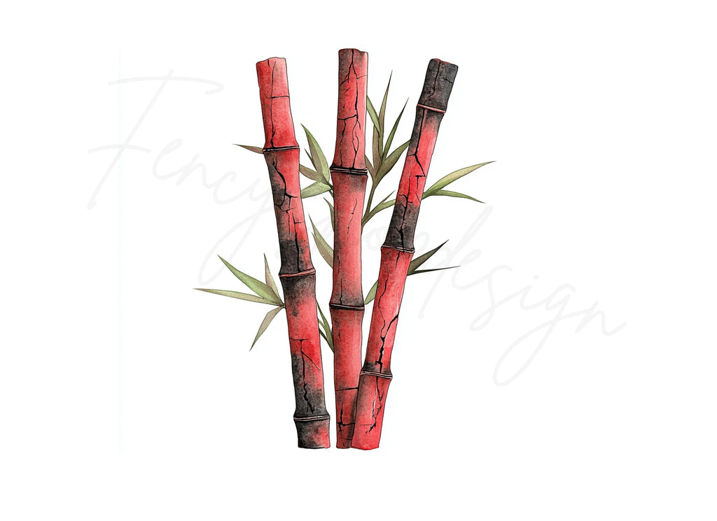 Red Bamboo Clipart Bundle