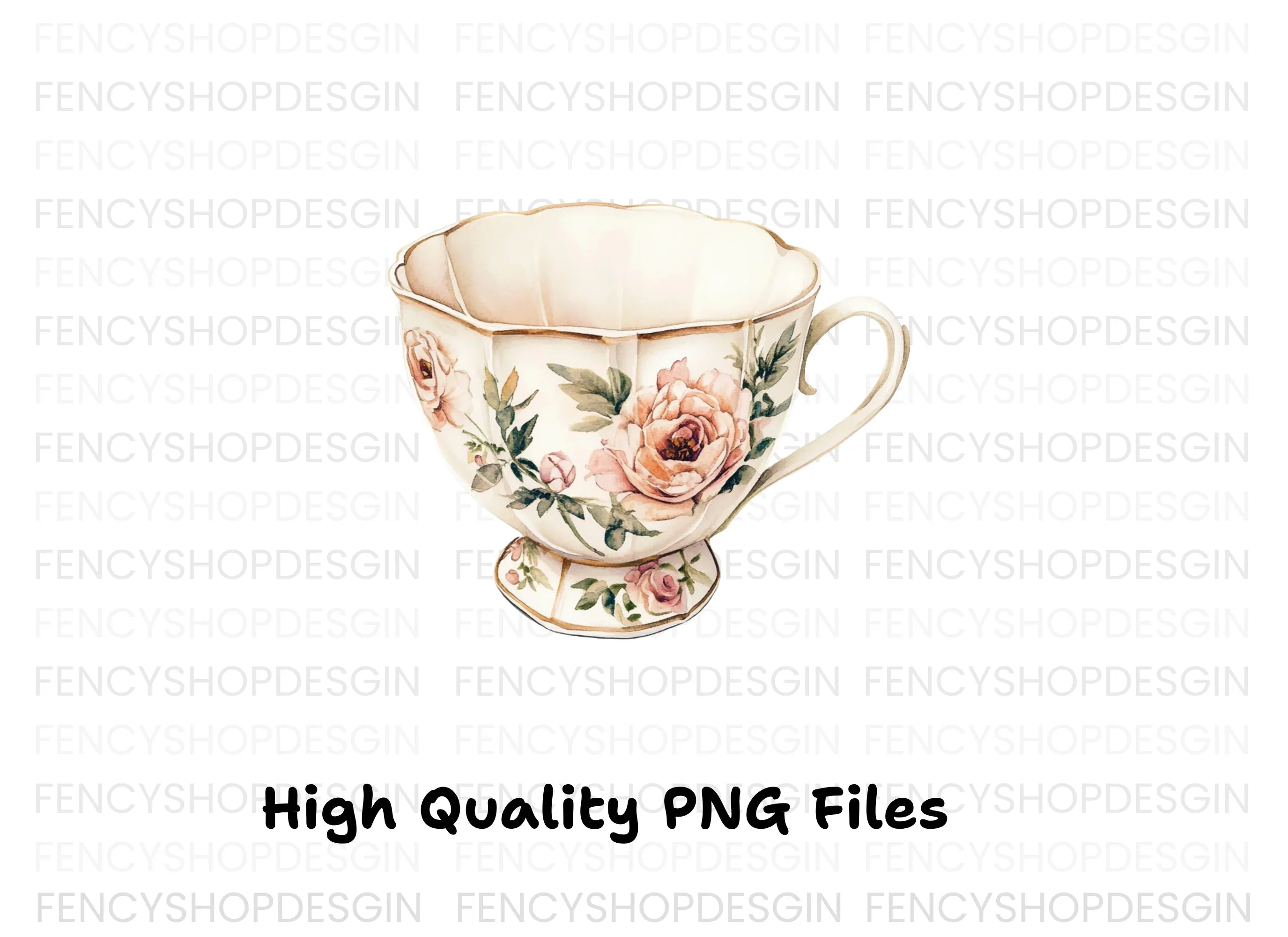 Elegant Floral Teacups Clipart Bundle