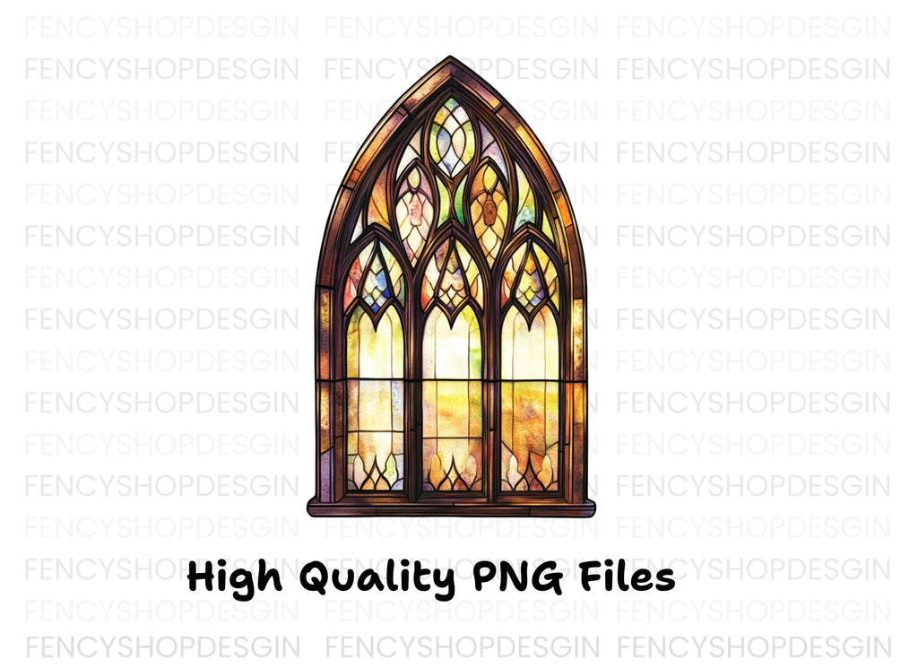 Stained Glass Church Window Clipart Bundle