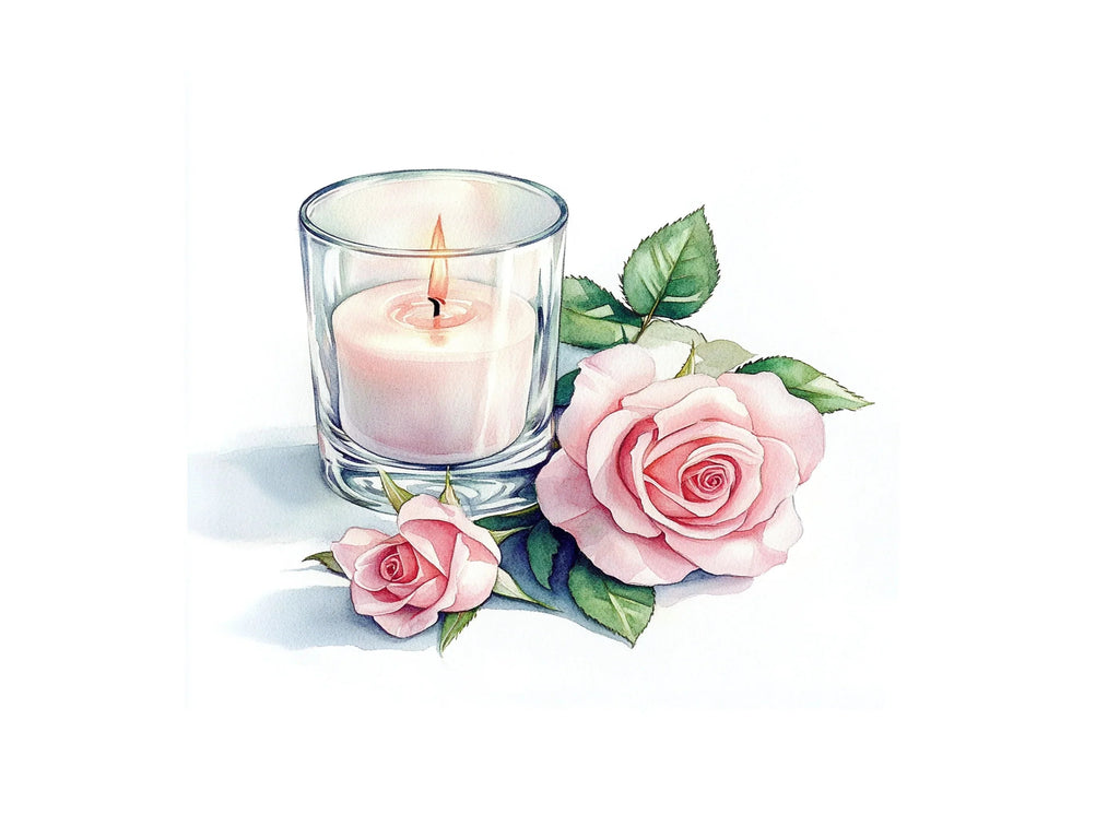 Romantic Rose Candle Clipart Bundle