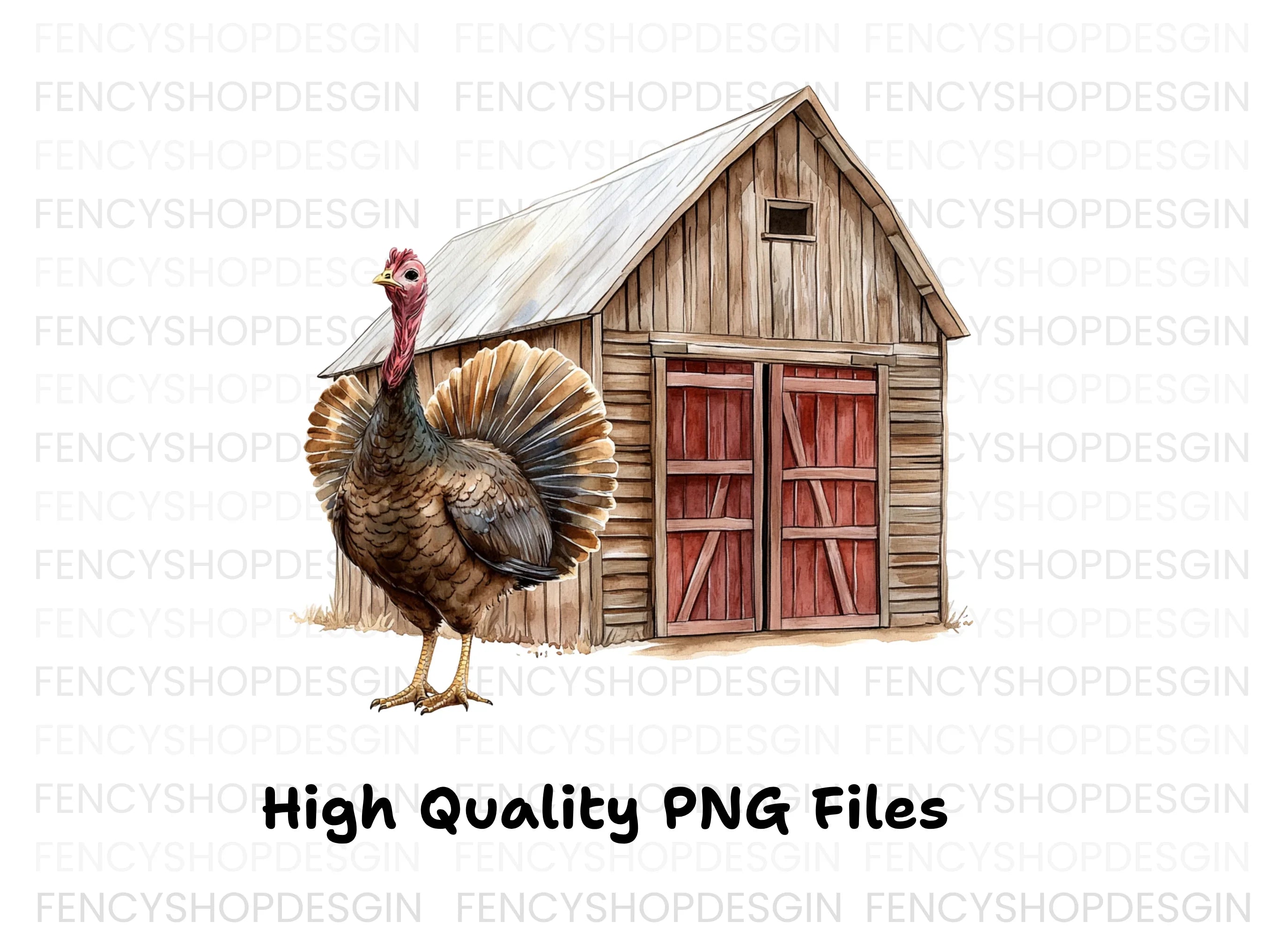 Farmhouse Turkey Barn Clipart Bundle