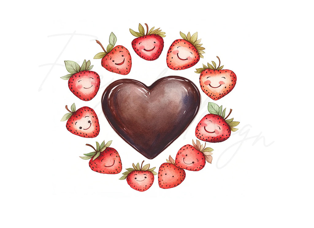 Cute Strawberry Chocolate Heart Clipart Bundle